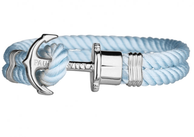 Unisex-Armband mit Paul Hewitt Anker aus weißem Metall und himmelblauem Nylon