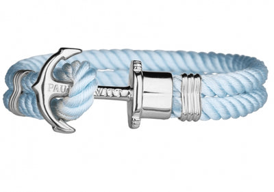 Unisex-Armband mit Paul Hewitt Anker aus weißem Metall und himmelblauem Nylon