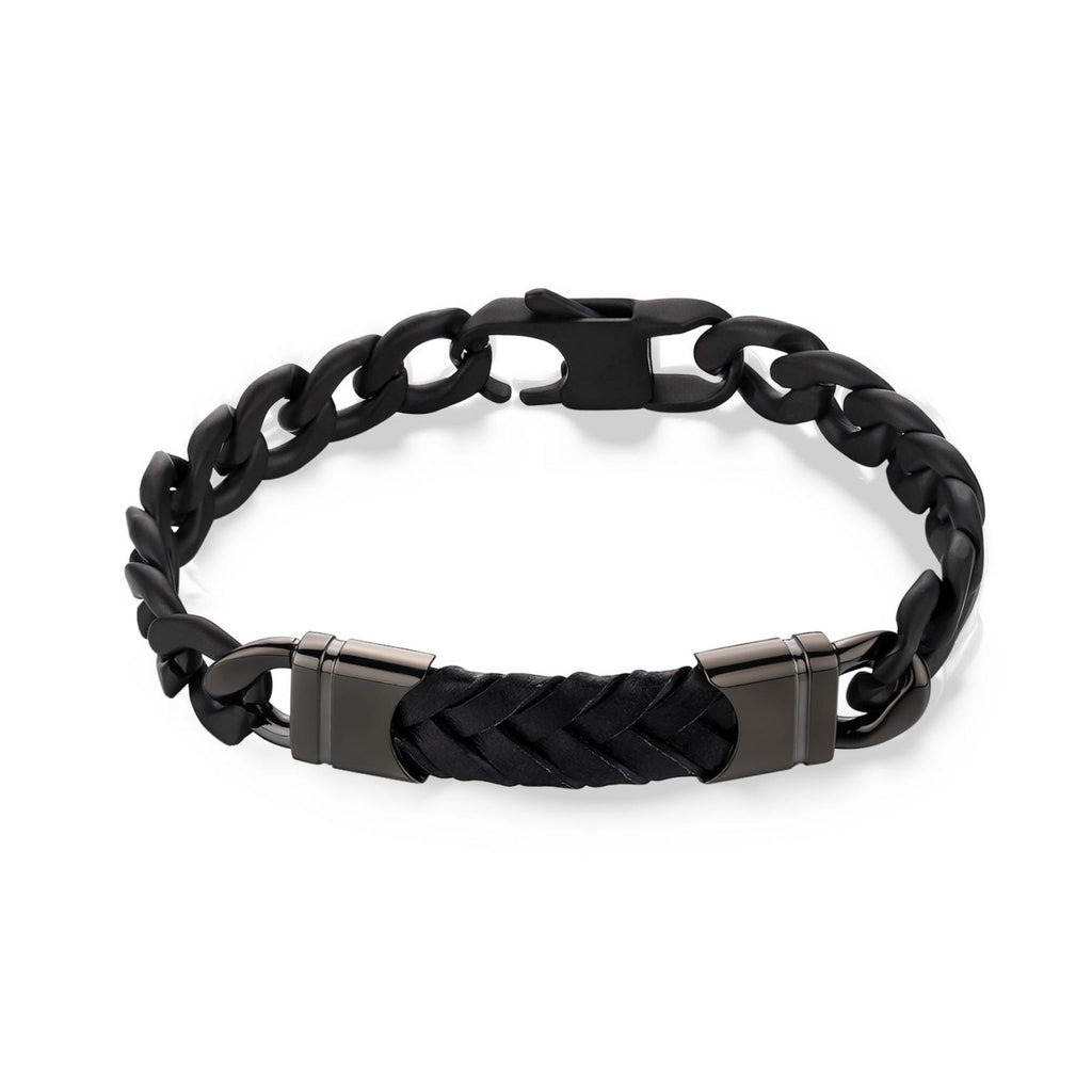 Bracciale uomo Sagapò con pelle nera skr17