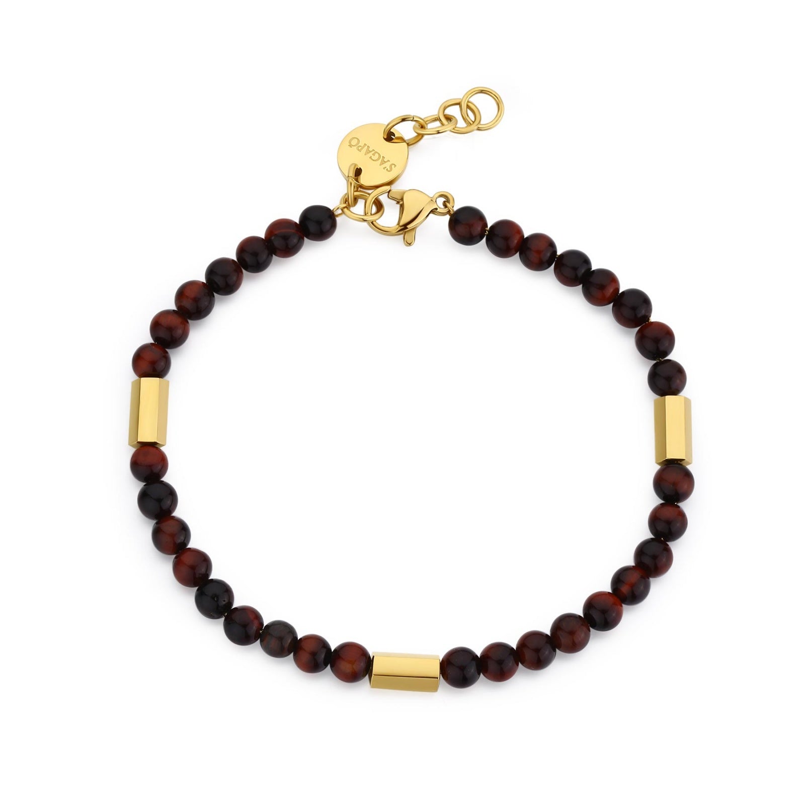 Bracciale uomo Sagapò con sfere occhio di tigre rosso srt17