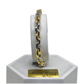 Bracciale uomo con maglia a spiga bicolore in oro 18 carati
