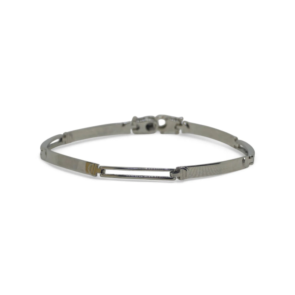 Herrenarmband mit klassischer Gliederkette aus 18 Karat Weißgold