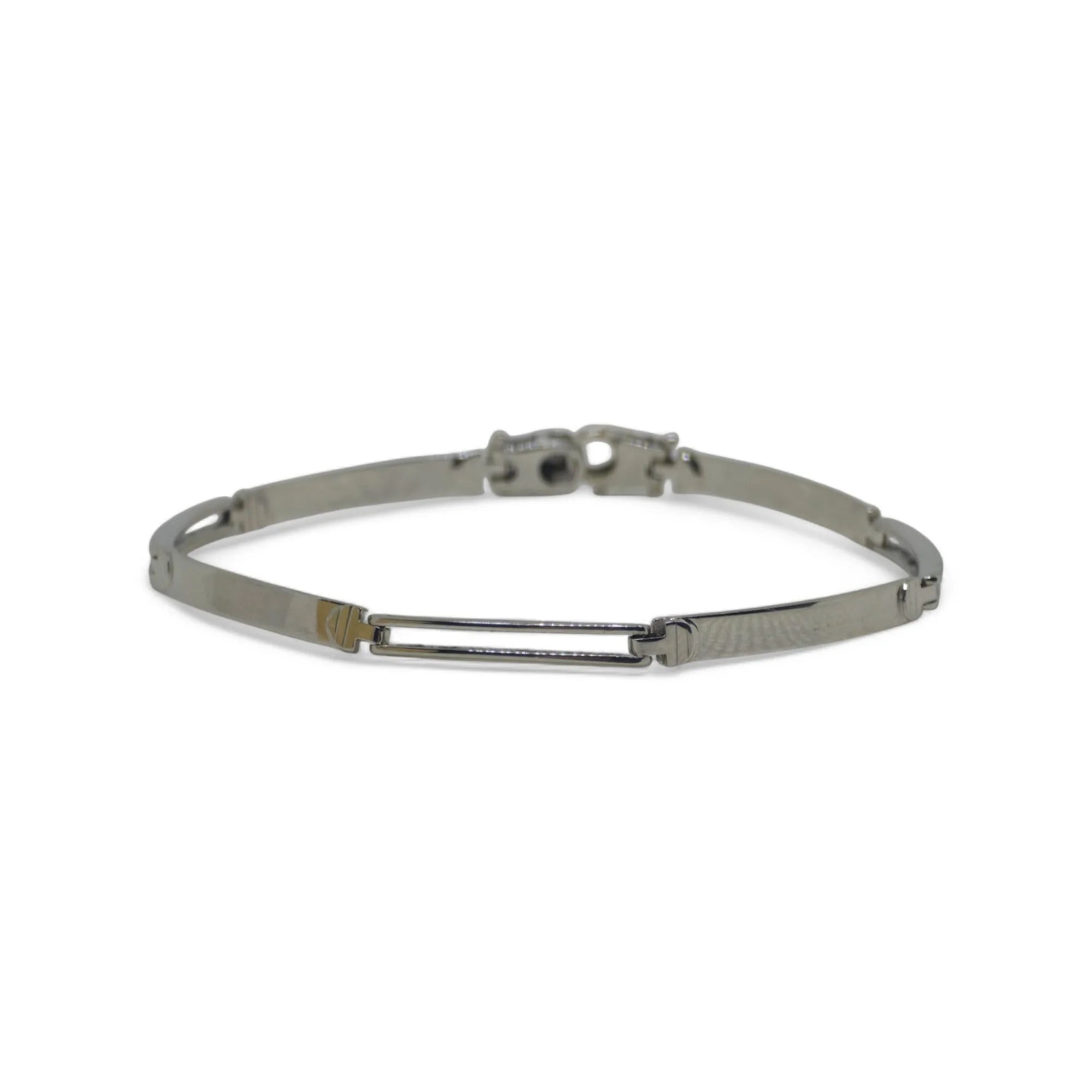 Herrenarmband mit klassischer Gliederkette aus 18 Karat Weißgold