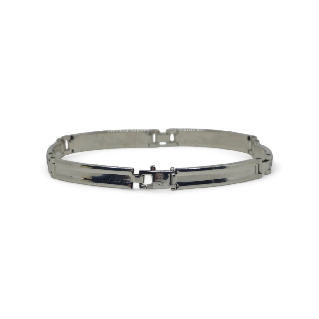 Bracciale uomo con maglia moderna lavorata in oro bianco 750