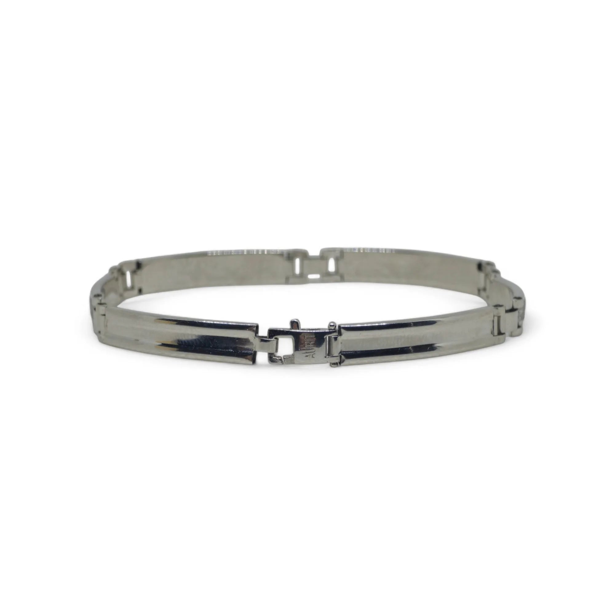 Bracciale uomo con maglia moderna lavorata in oro bianco 750