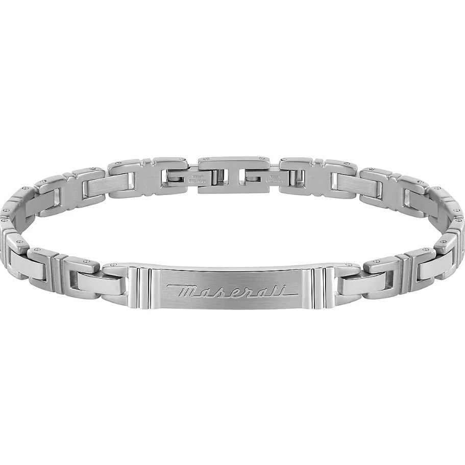Bracciale uomo gioielli Maserati in acciaio con scritta
