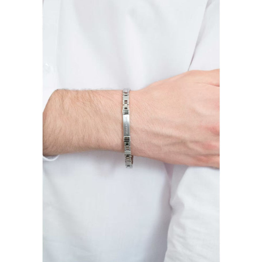 Bracciale uomo gioielli Maserati in acciaio con scritta