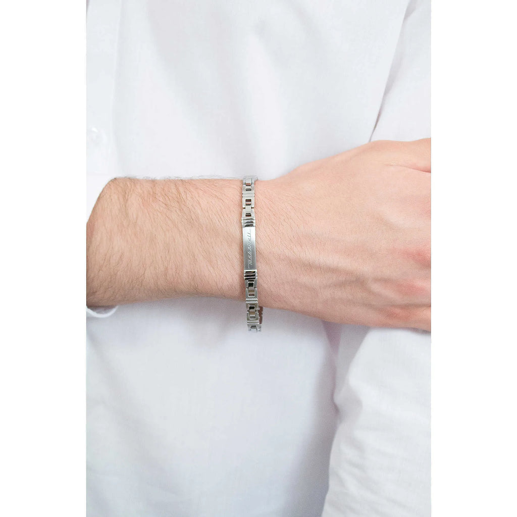 Bracciale uomo gioielli Maserati in acciaio con scritta
