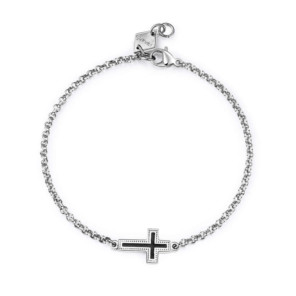 Bracciale uomo gioielli Sagapò Charisma shs11 croce smaltata nera