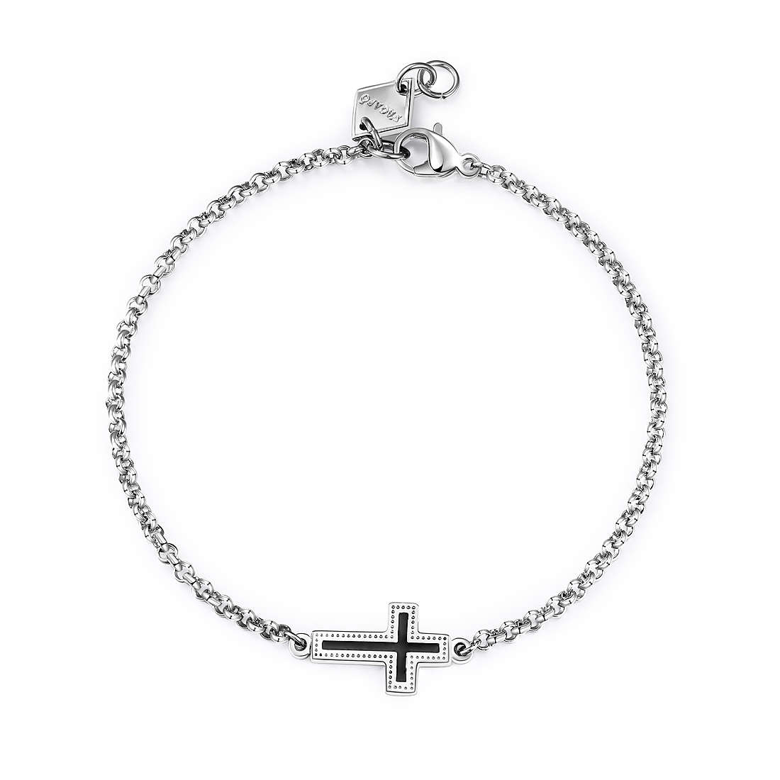 Bracciale uomo gioielli Sagapò Charisma shs11 croce smaltata nera
