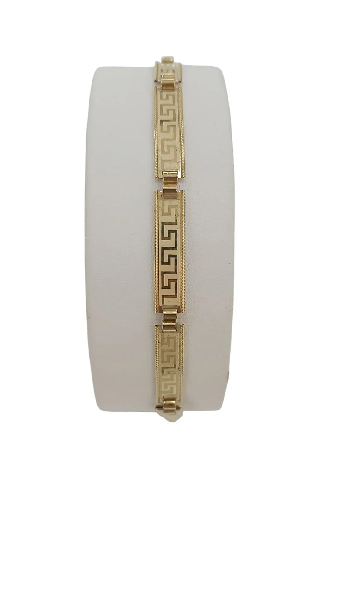 Bracciale uomo in oro giallo 18 kt classico con disegno greca 21 cm