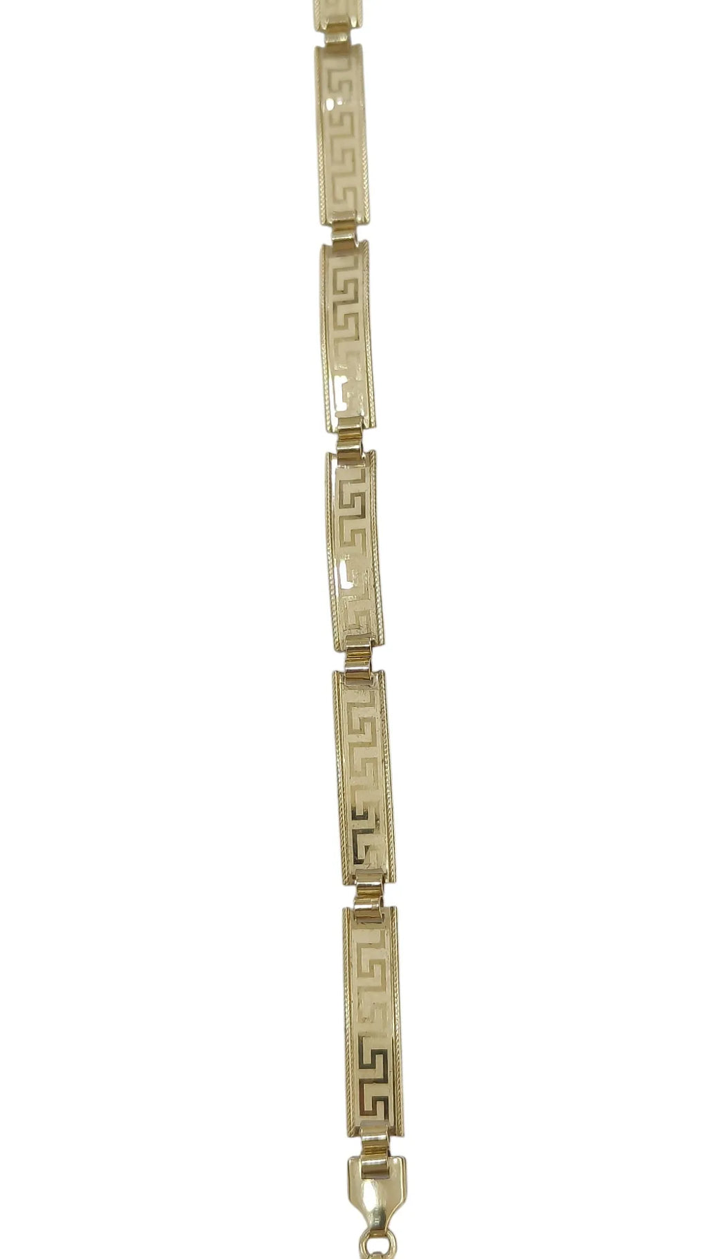 Bracciale uomo in oro giallo 18 kt classico con disegno greca 21 cm
