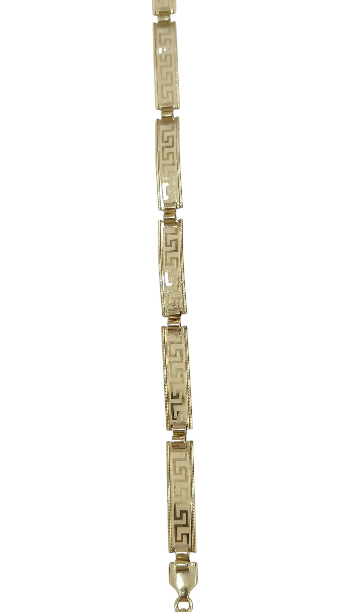 Bracciale uomo in oro giallo 18 kt classico con disegno greca 21 cm