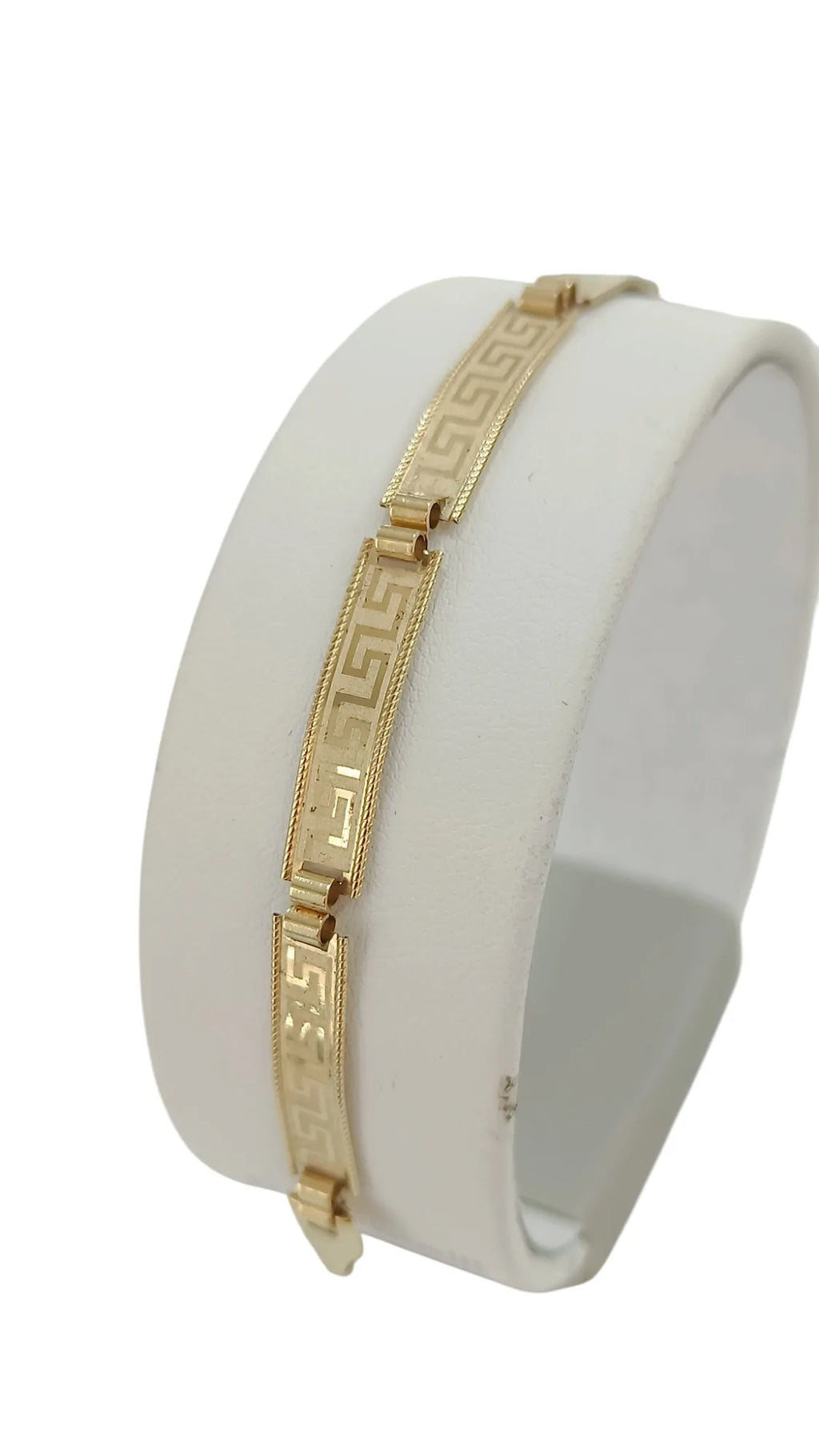 Bracciale uomo in oro giallo 18 kt classico con disegno greca 21 cm