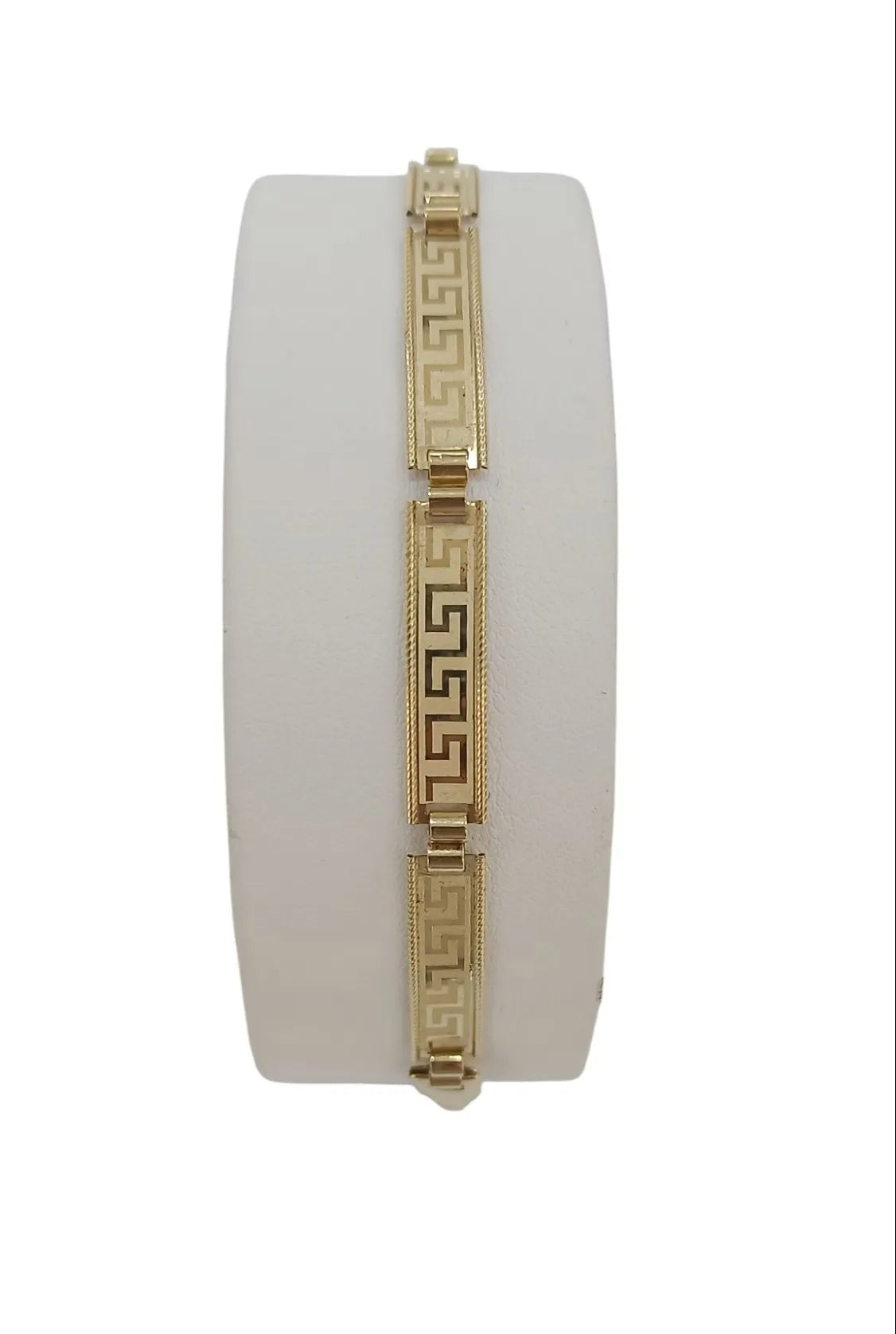 Bracciale uomo in oro giallo 18 kt classico con disegno greca 21 cm