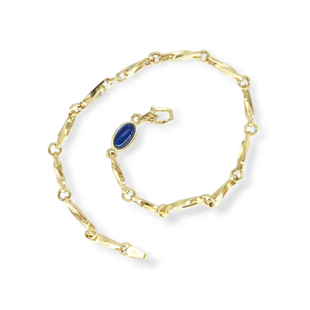 Herrenarmband aus Gelbgold mit blauem Einsatz