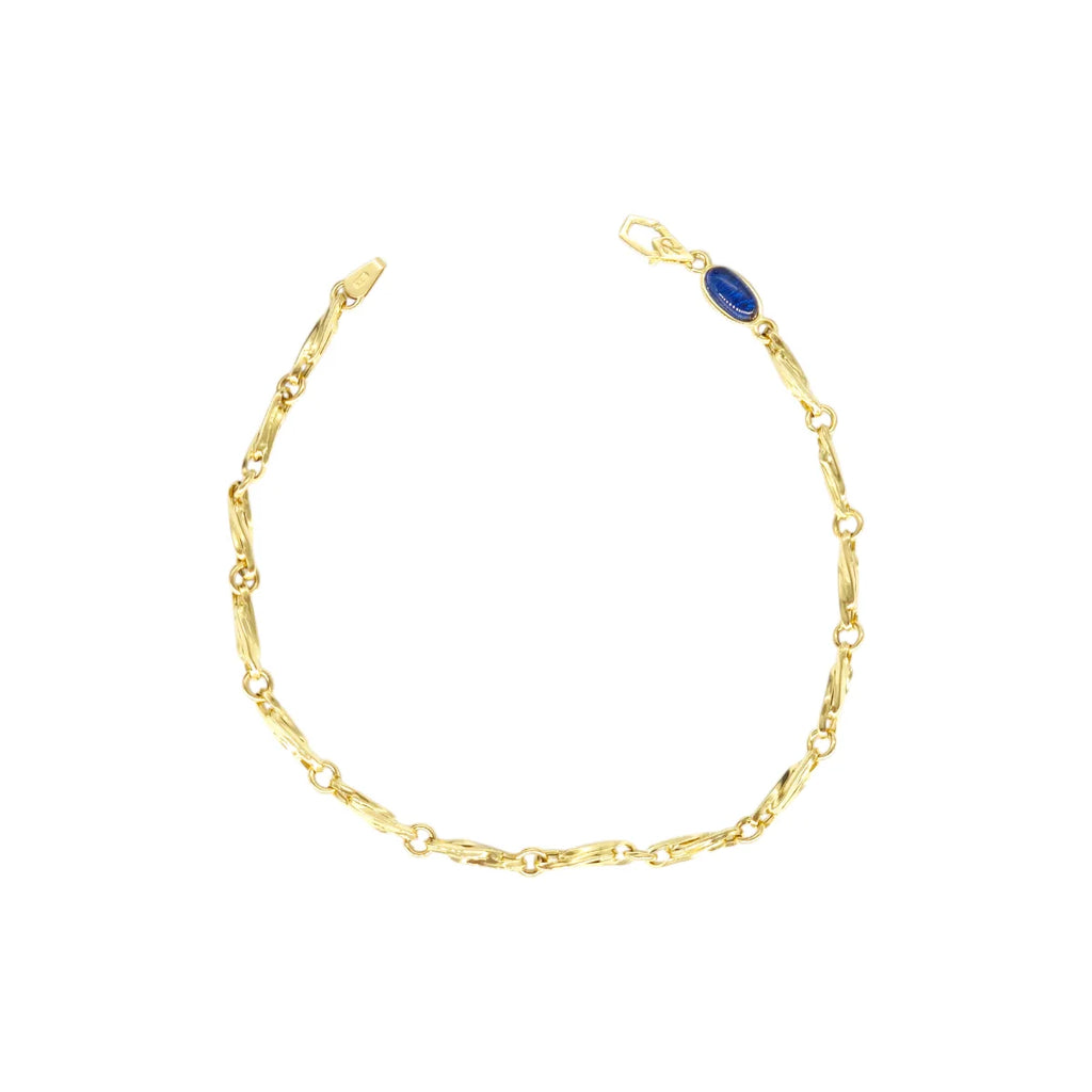 Herrenarmband aus Gelbgold mit blauem Einsatz
