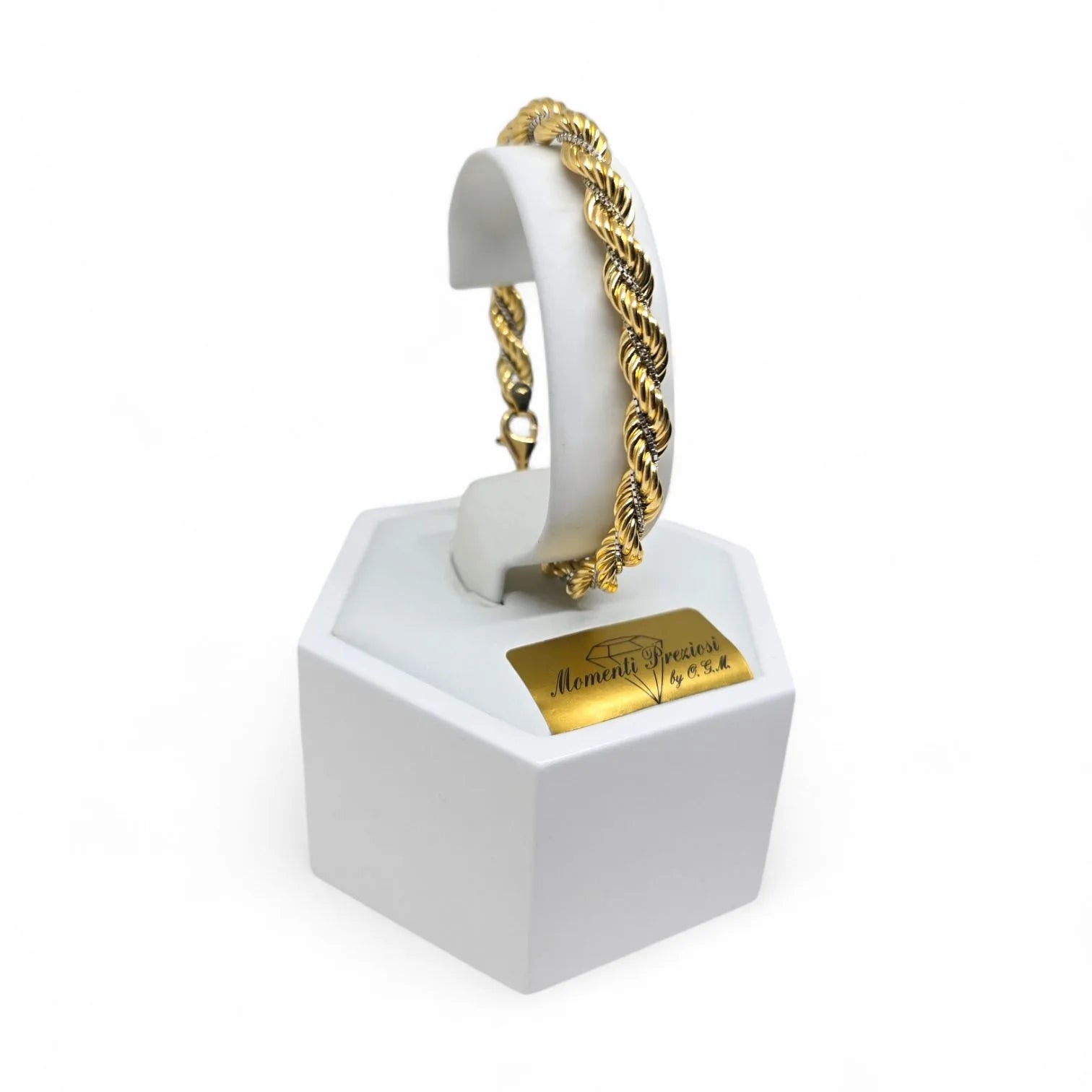 Herrenarmband aus 750er-Gold, geflochtenes Gliederdesign – Eleganter Stil