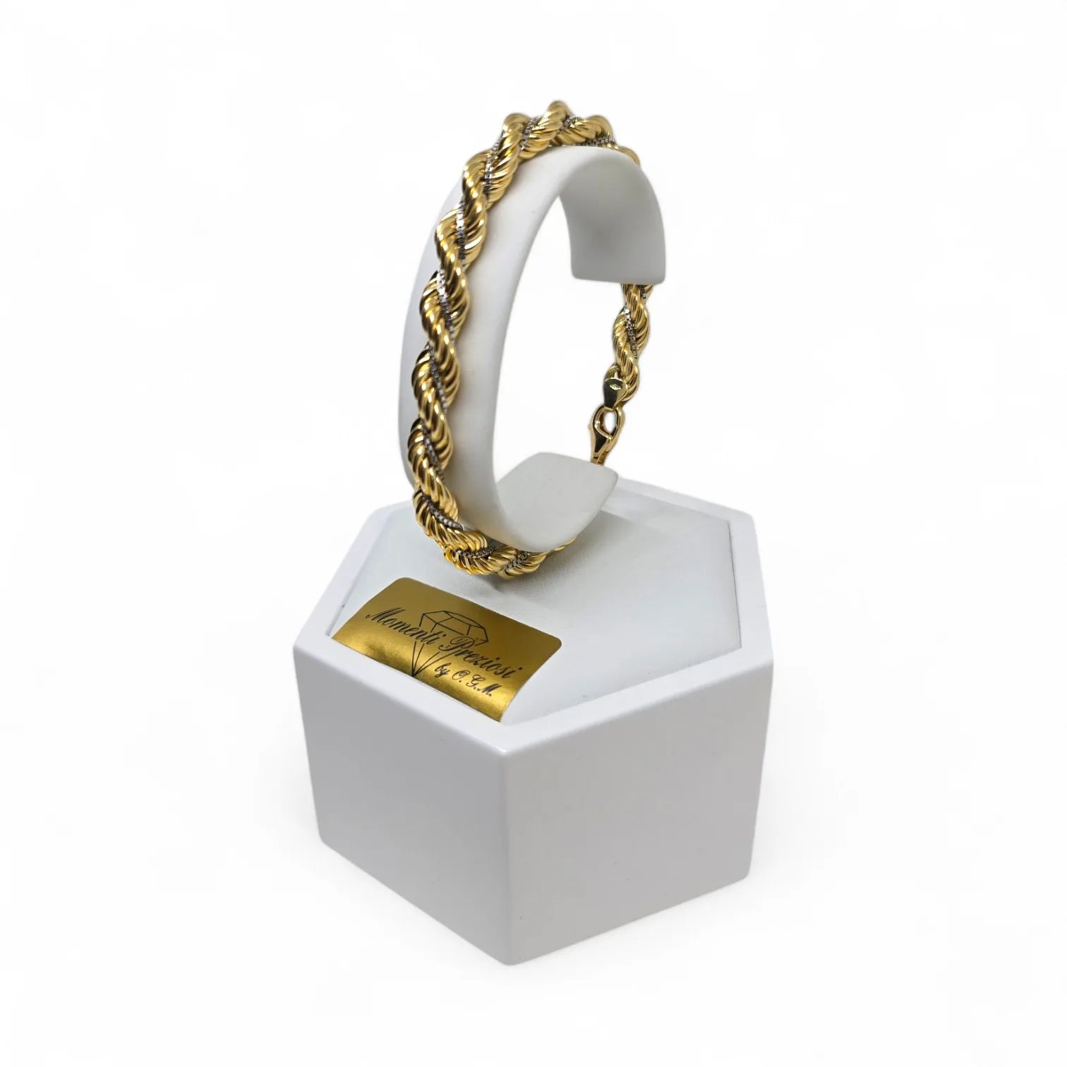 Herrenarmband aus 750er-Gold, geflochtenes Gliederdesign – Eleganter Stil