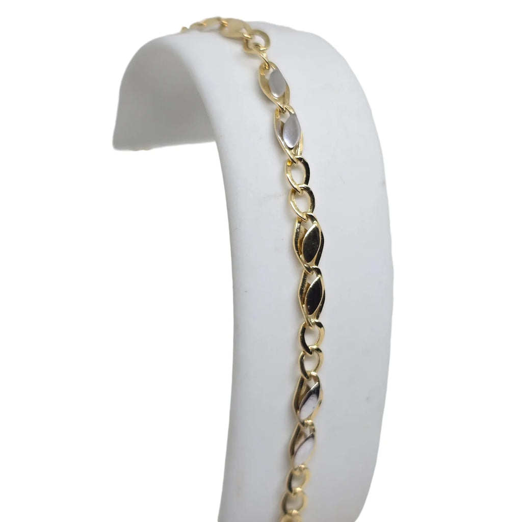 Bracciale uomo maglia micro piatta in oro 750 bicolore - Stile Unico