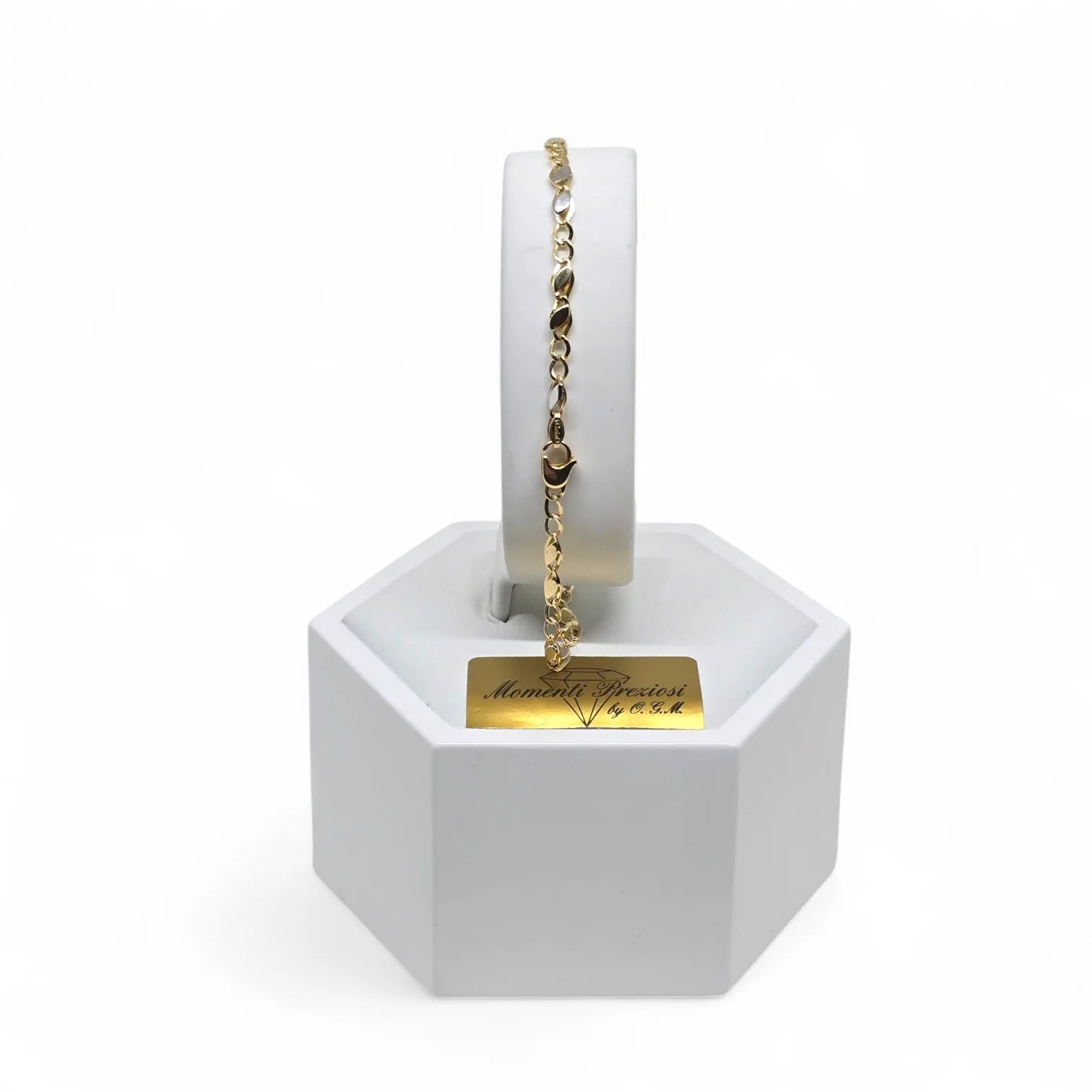 Bracciale uomo maglia micro piatta in oro 750 bicolore - Stile Unico