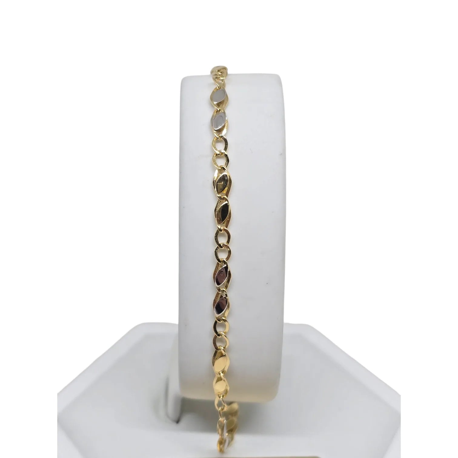 Bracciale uomo maglia micro piatta in oro 750 bicolore - Stile Unico