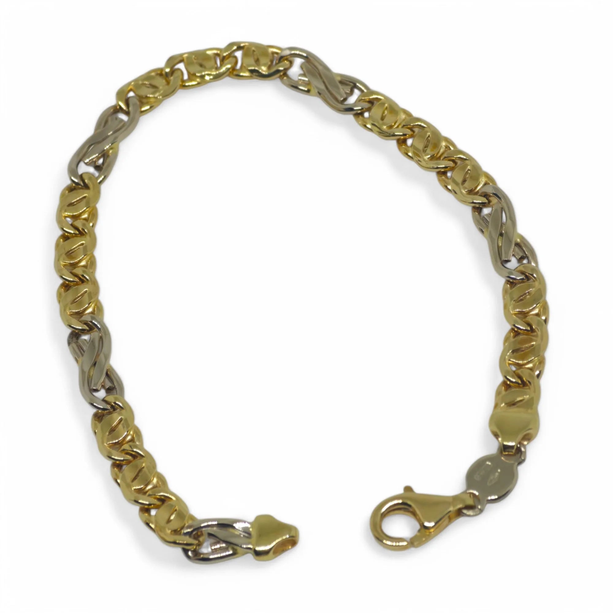 Bracciale uomo stile moderno bicolore in oro 18 carati