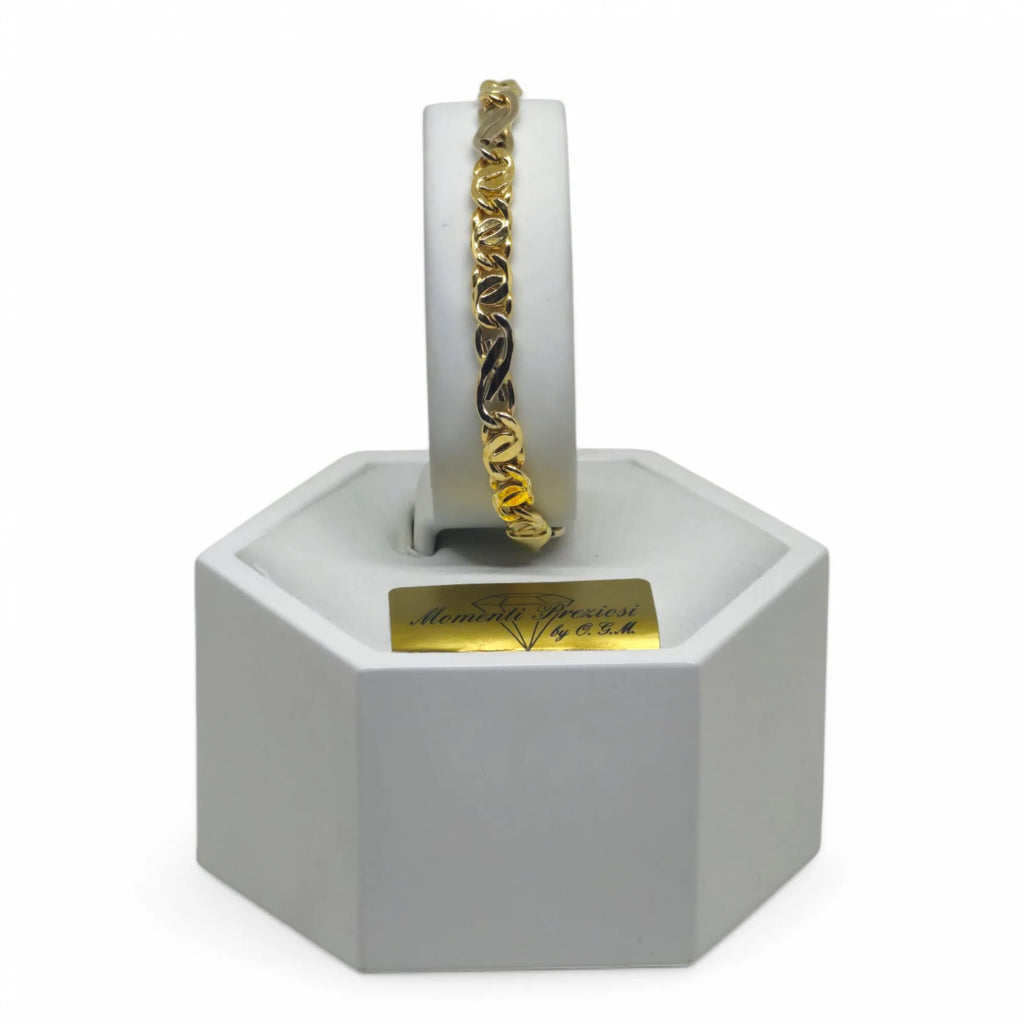 Bracciale uomo stile moderno bicolore in oro 18 carati