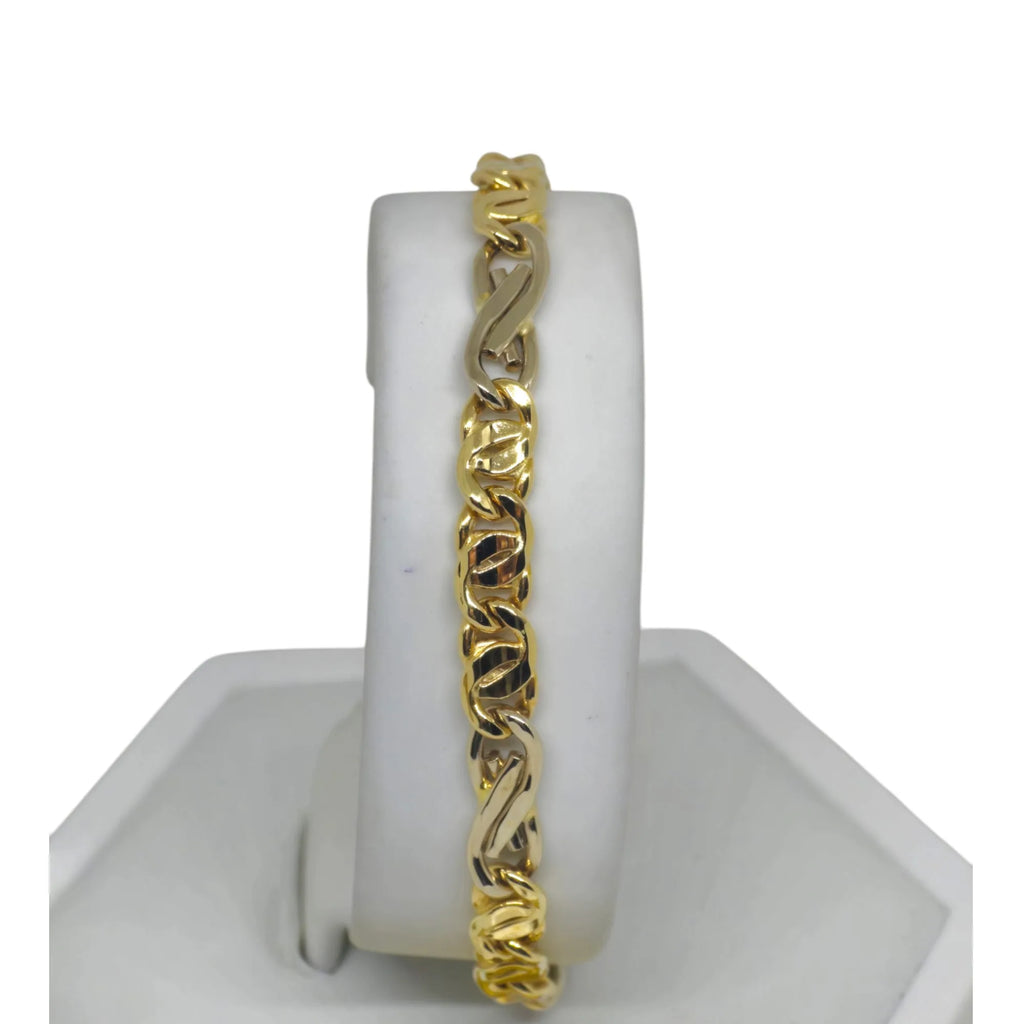 Bracciale uomo stile moderno bicolore in oro 18 carati