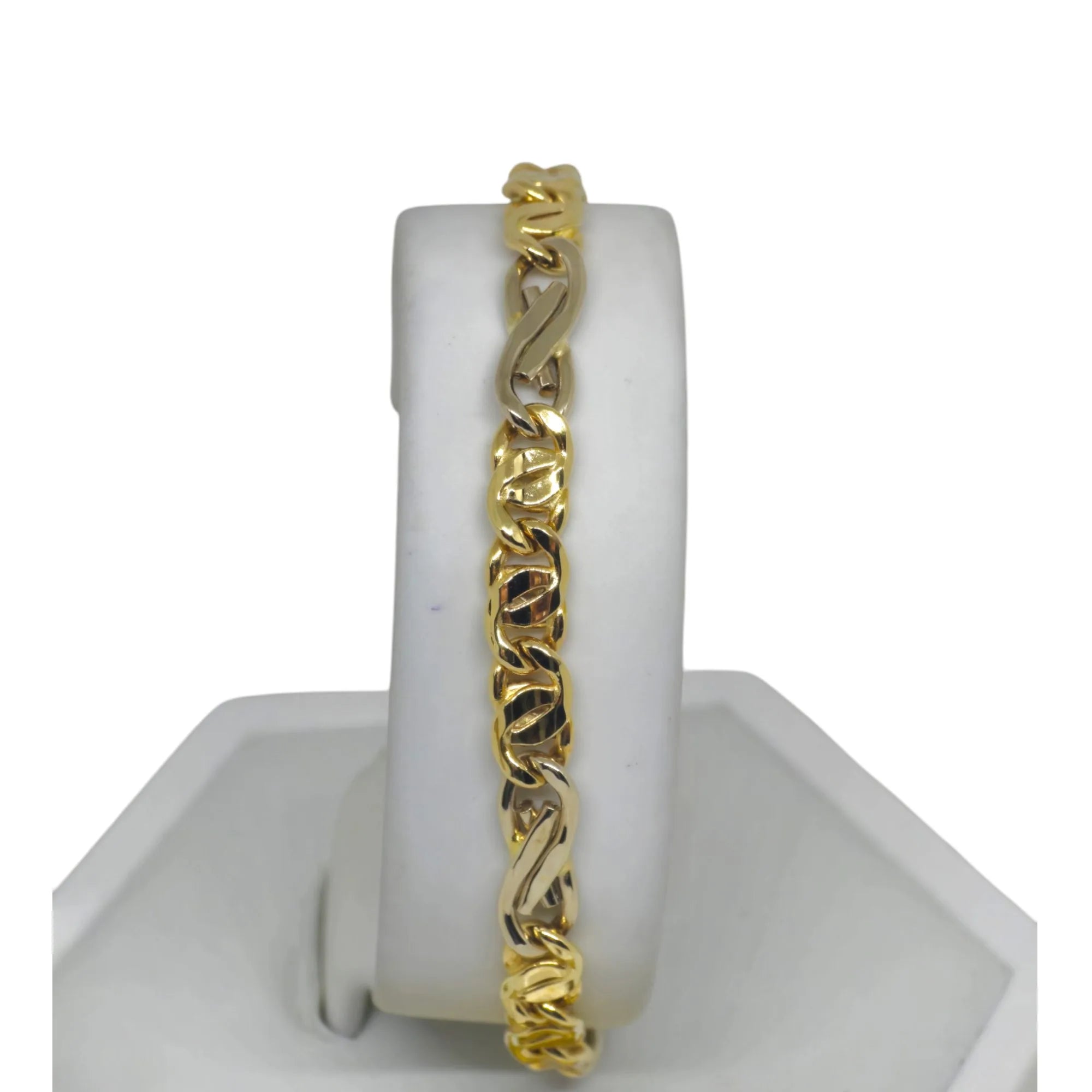 Bracciale uomo stile moderno bicolore in oro 18 carati