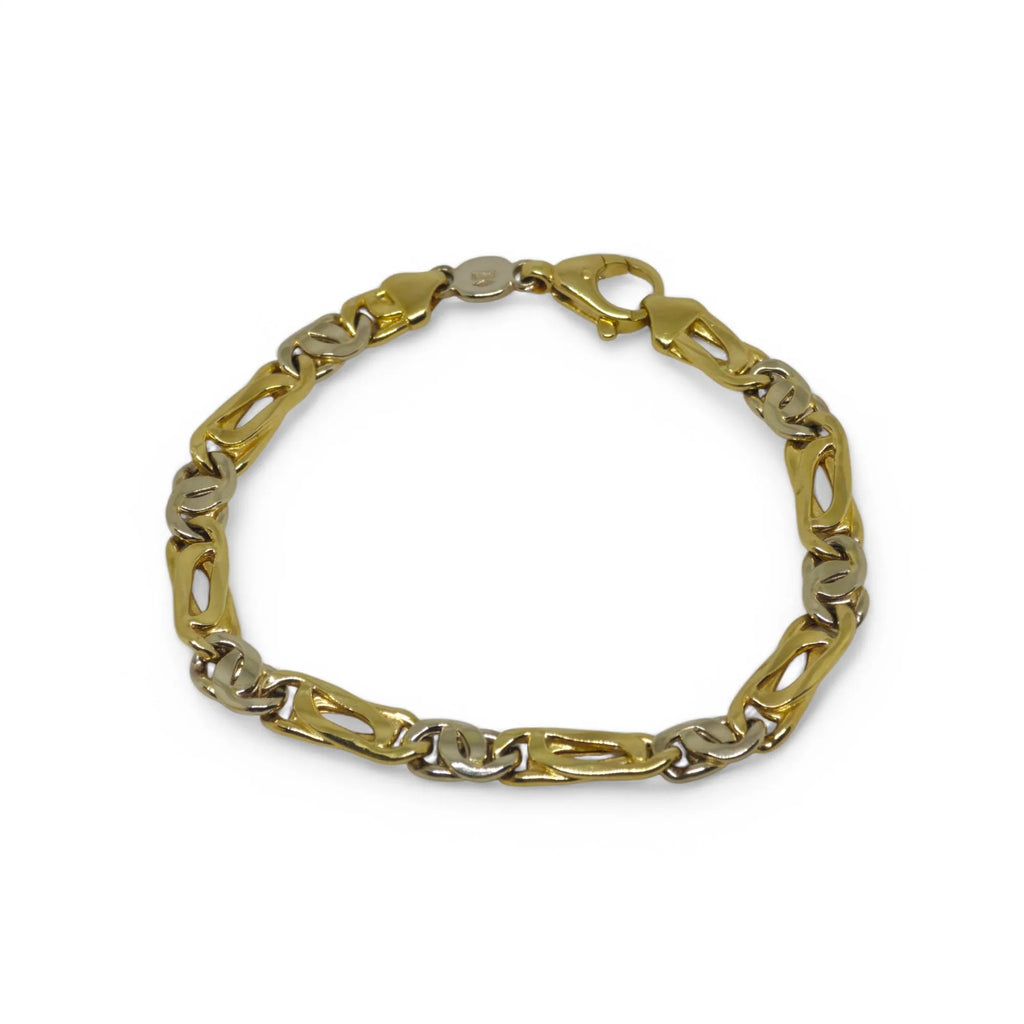 Bracciale uomo stile moderno bicolore in oro 18kt