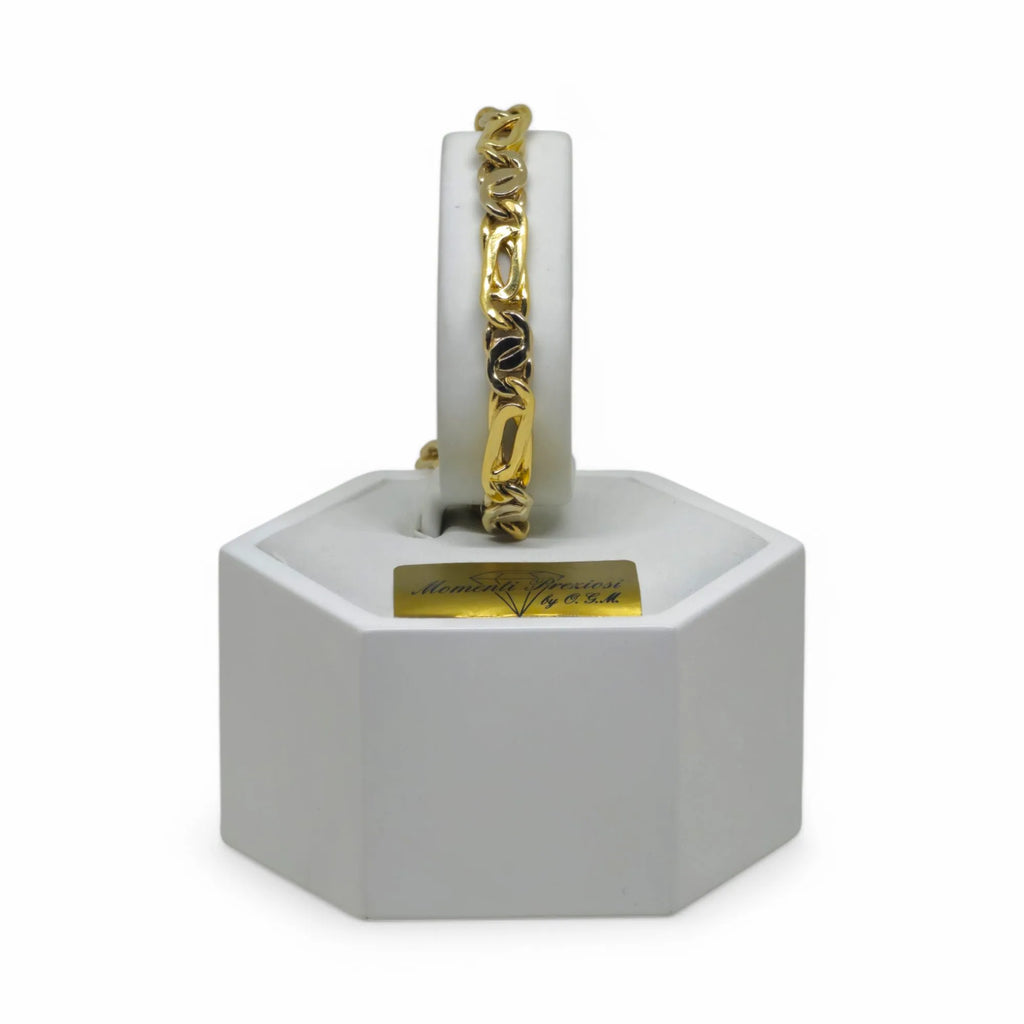 Bracciale uomo stile moderno bicolore in oro 18kt