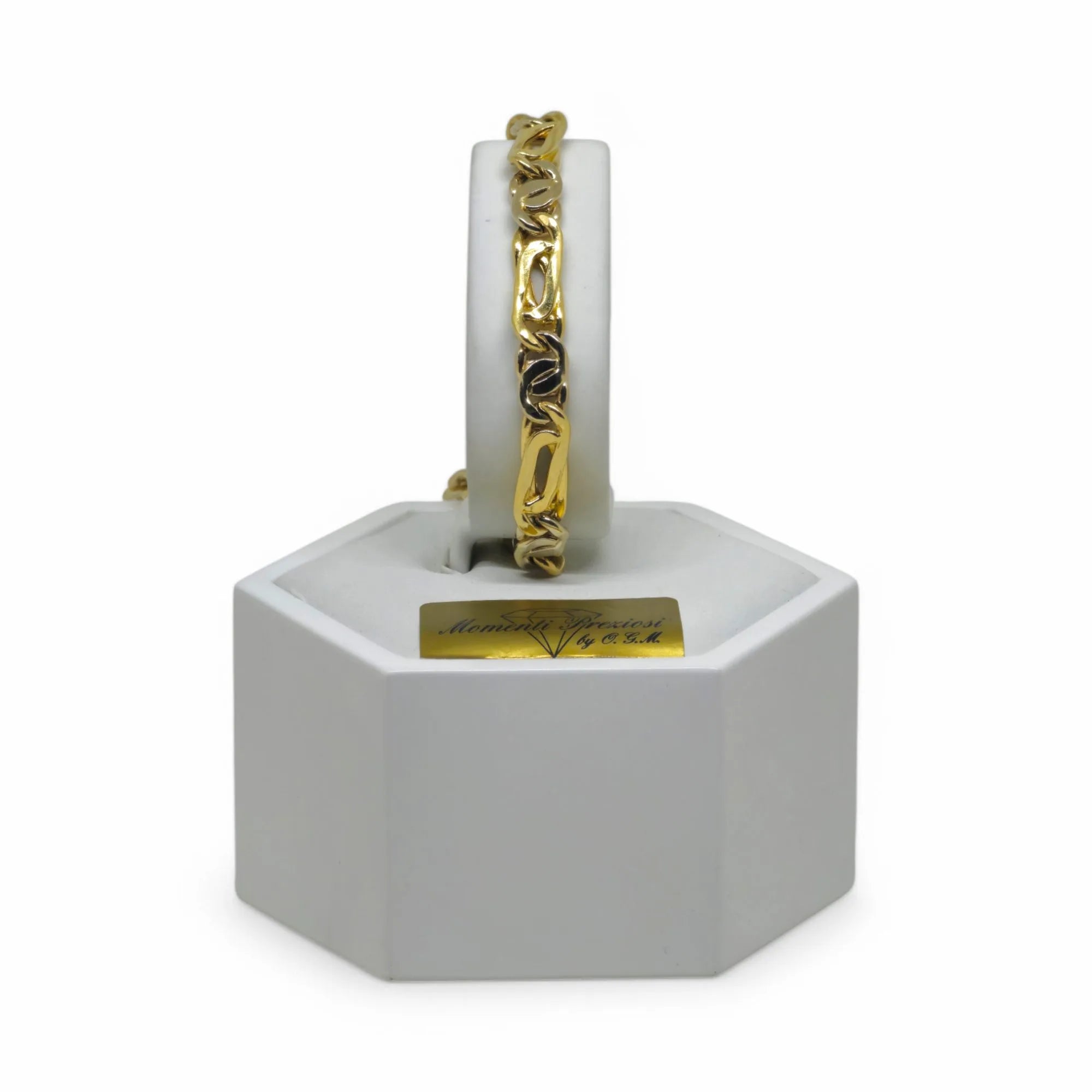 Bracciale uomo stile moderno bicolore in oro 18kt