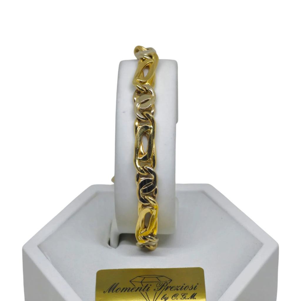Bracciale uomo stile moderno bicolore in oro 18kt