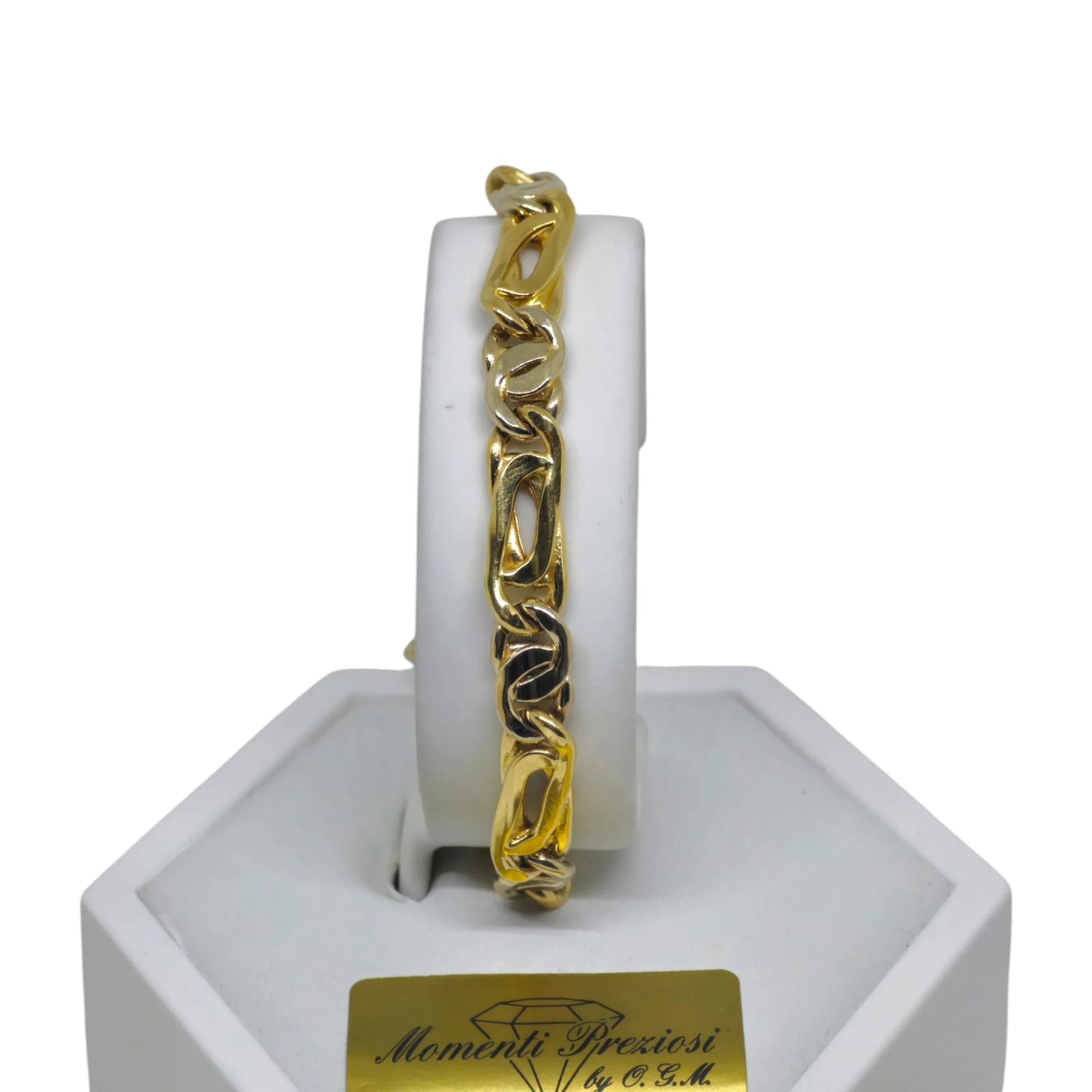 Bracciale uomo stile moderno bicolore in oro 18kt