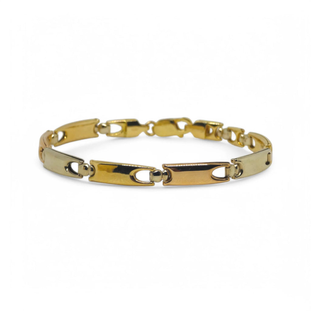 Bracciale uomo stile moderno tricolore in oro 18kt