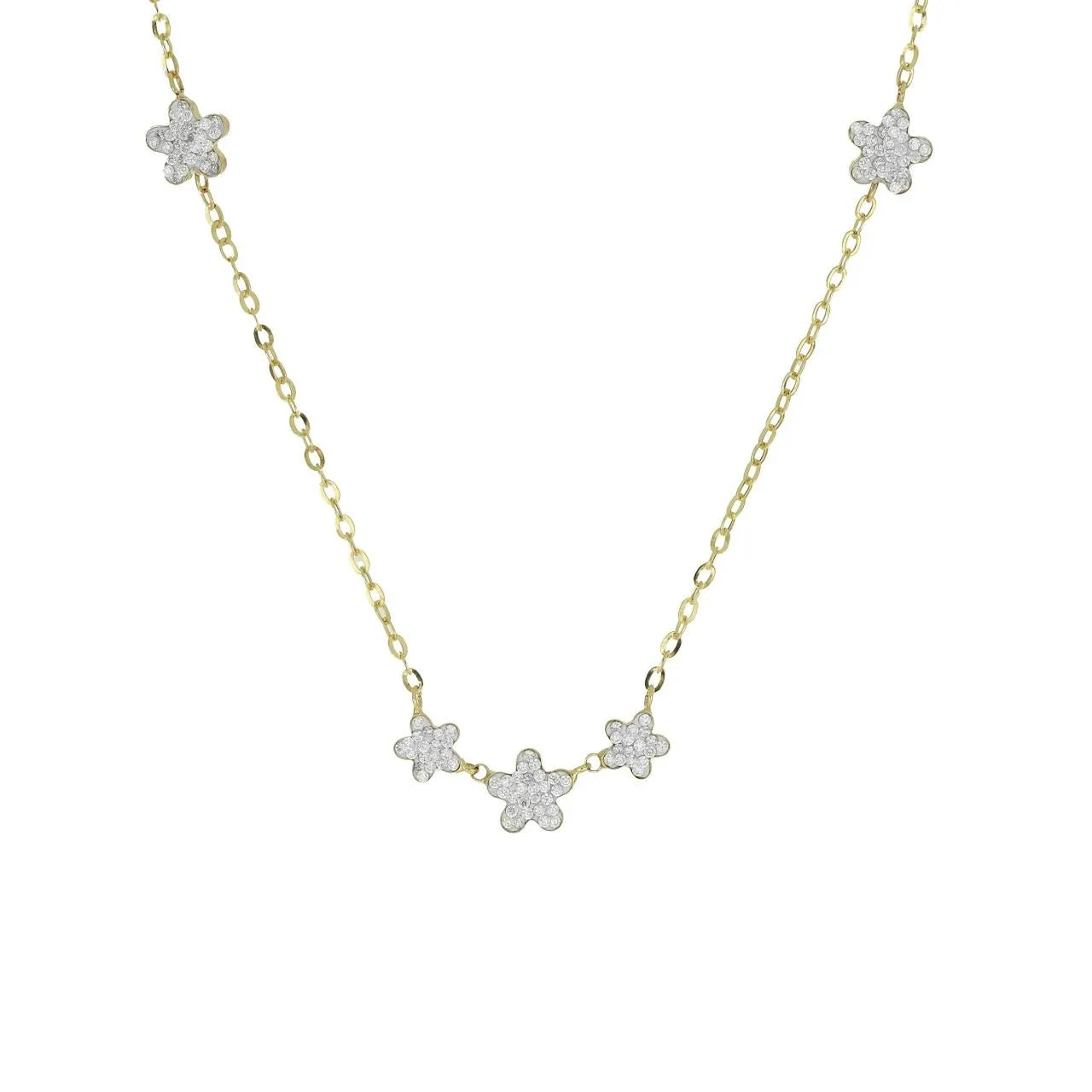 Collana donna girocollo con stelle zirconate in oro 9kt