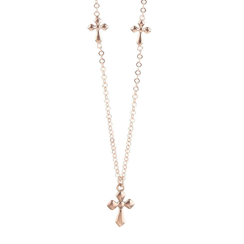 COLLANA CATENA 45 CM 2 CROCI