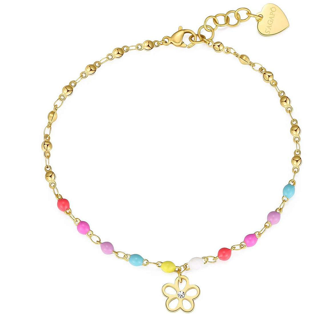 Sagapò Vibes Damen-Fußkette mit Blumenanhänger, svb47