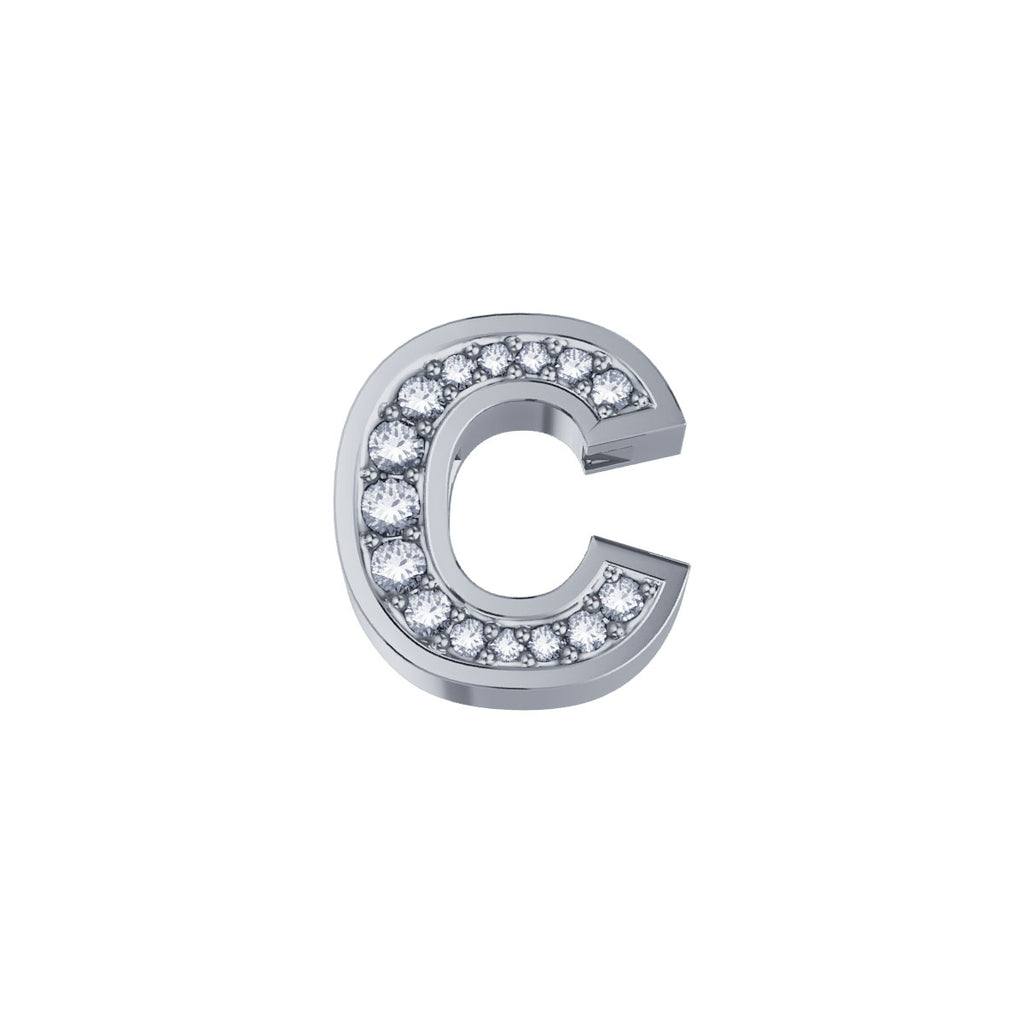 Charm Elements unisex Buchstabe C Weißgold und Diamanten dchf3319c.002