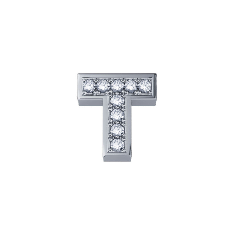 Charm Elements unisex lettera T in oro bianco e diamanti dchf3319t.002