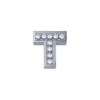 Charm Elements unisex lettera T in oro bianco e diamanti dchf3319t.002