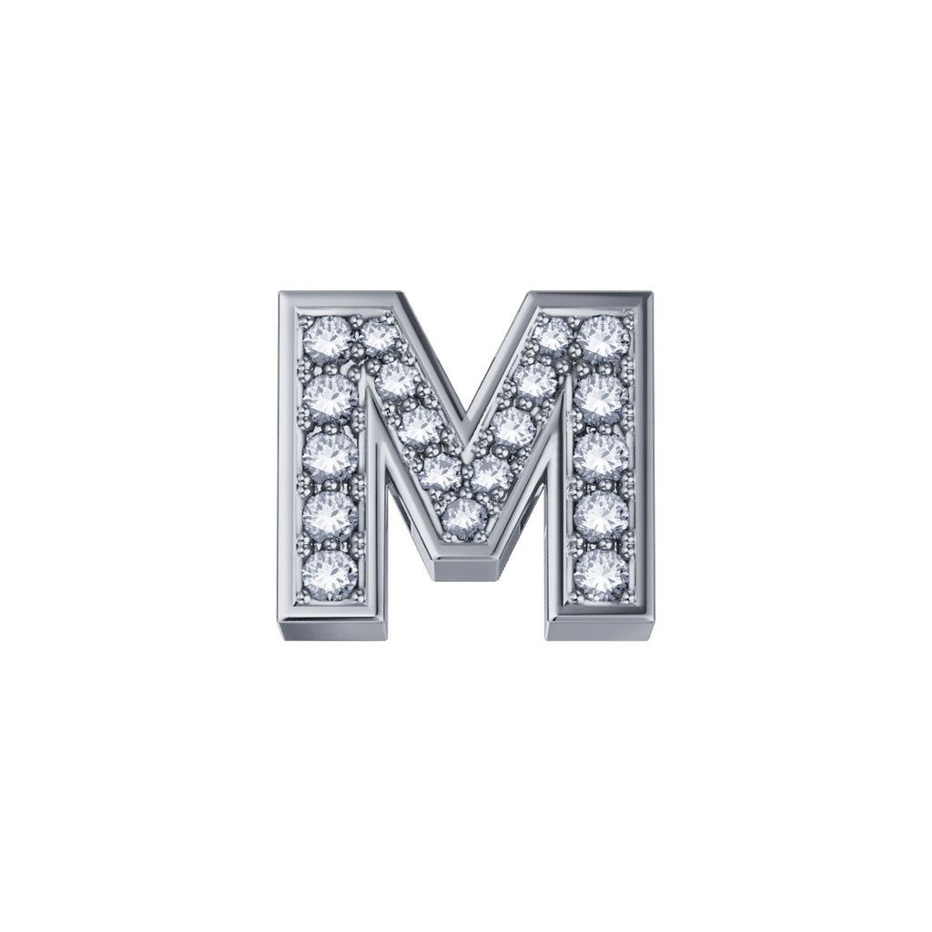 Unisex-Charm Elements Buchstabe M Weißgold und Diamanten dchf3319m.002