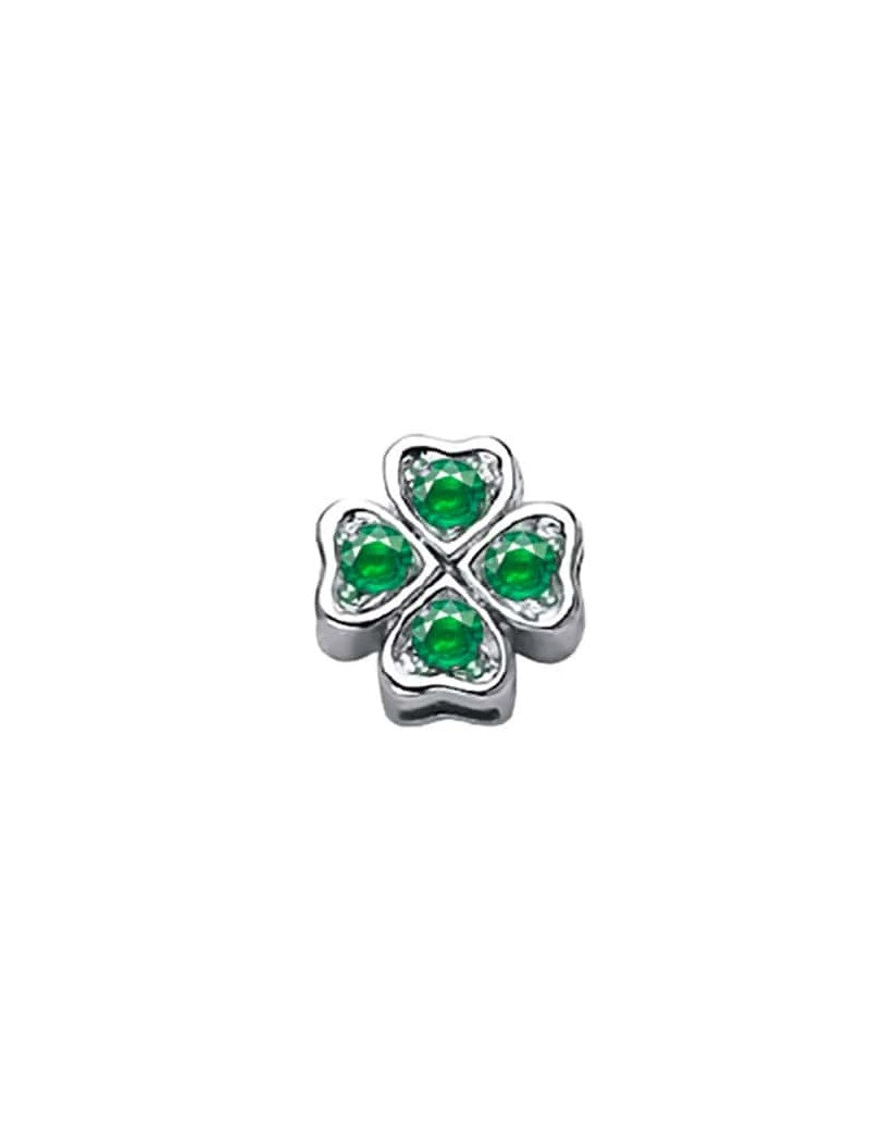 Charm unisex Elements quadrifoglio oro bianco e smeraldi dche9249