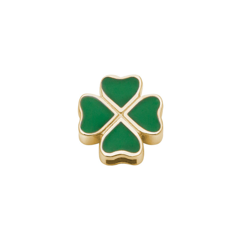 Charm unisex Elements quadrifoglio oro rosa e smalto verde DCHF7854