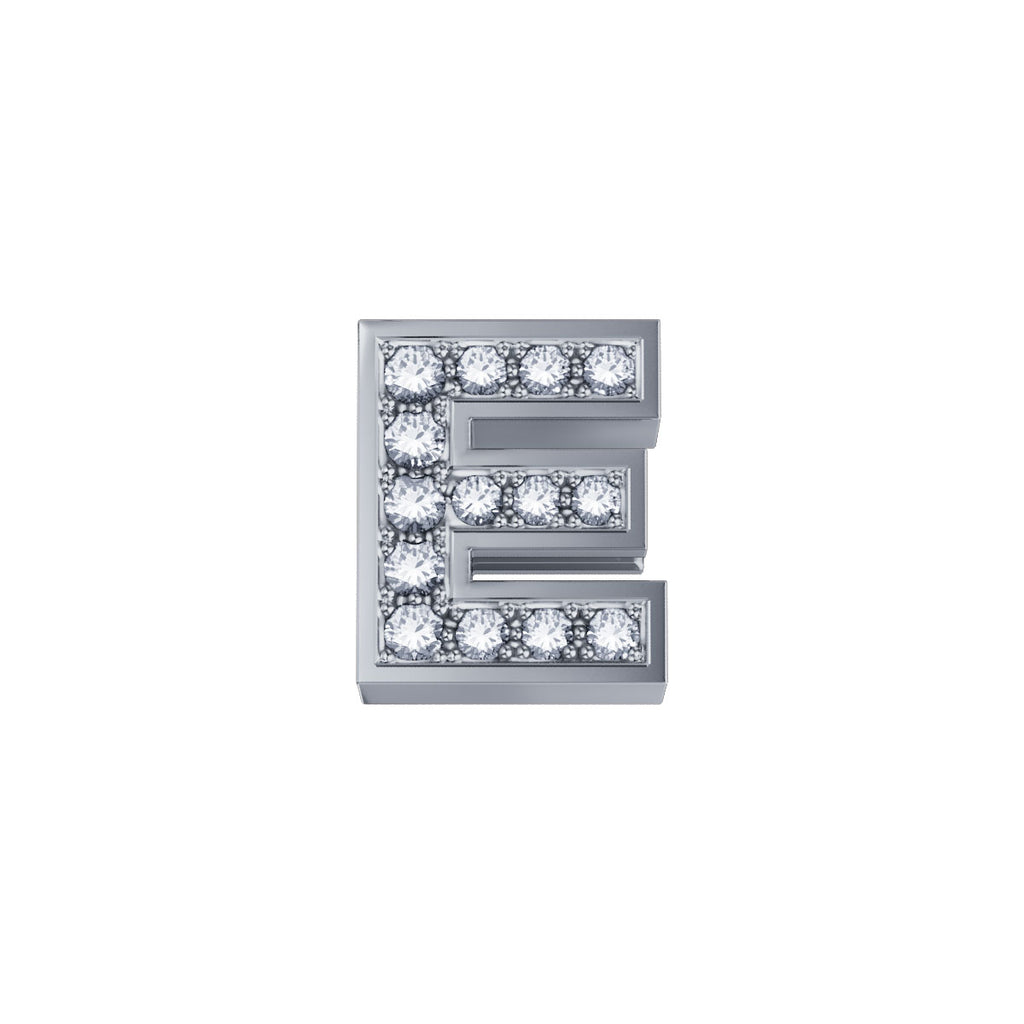 Charm unisex lettera E Elements in oro bianco e diamanti dchf3319e.002