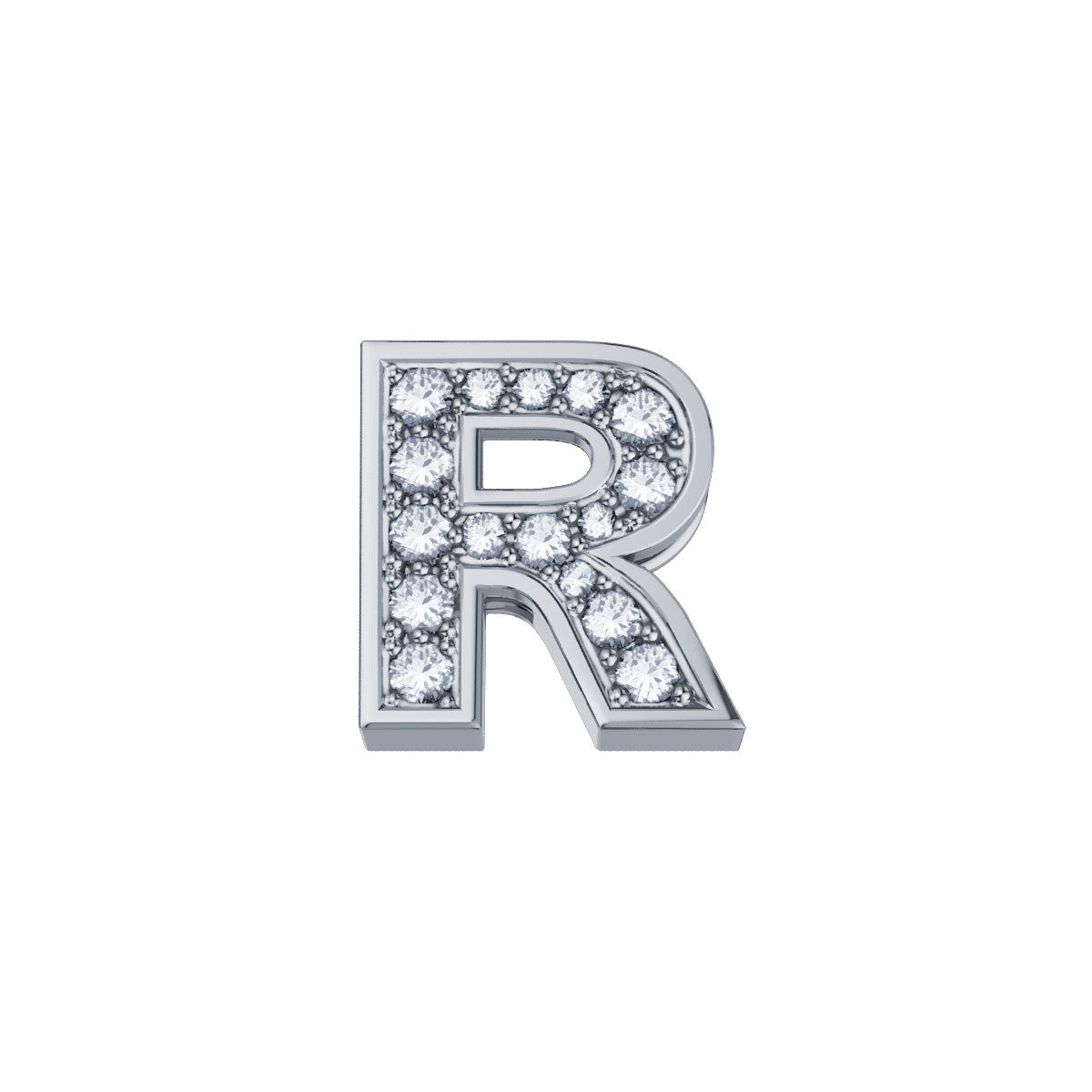 Charm unisex lettera R Elements in oro bianco e diamanti dchf3319r.002