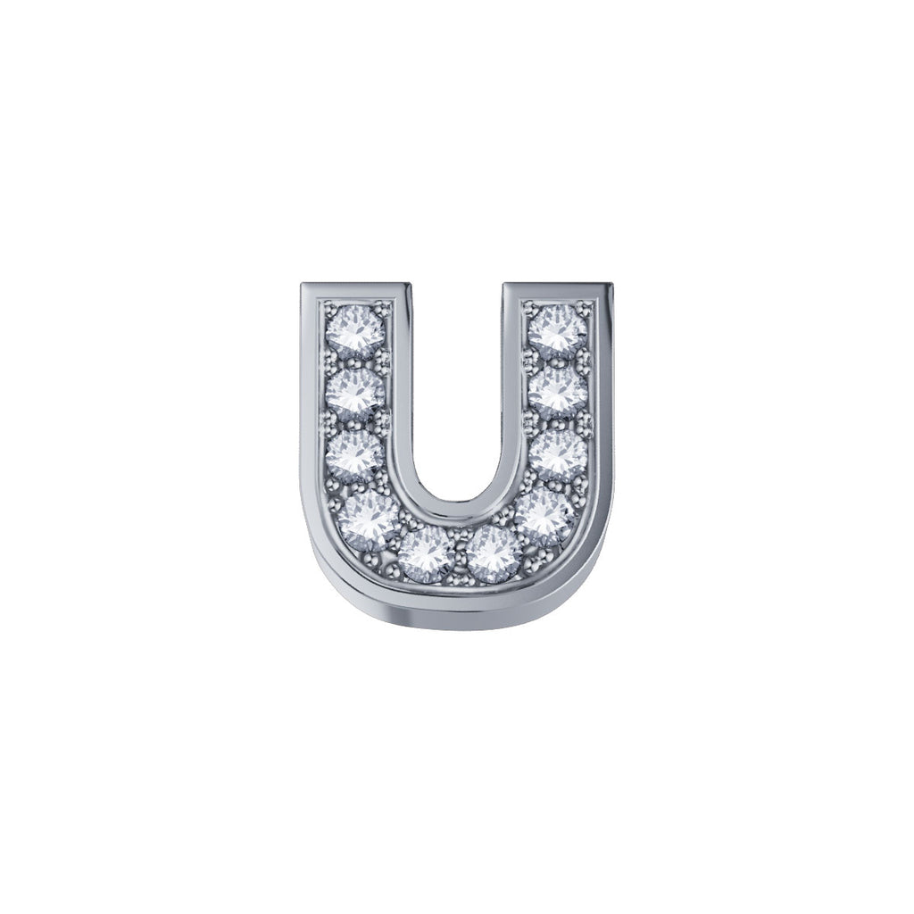 Charm unisex lettera U in oro bianco e diamanti Elements dchf3319u.002