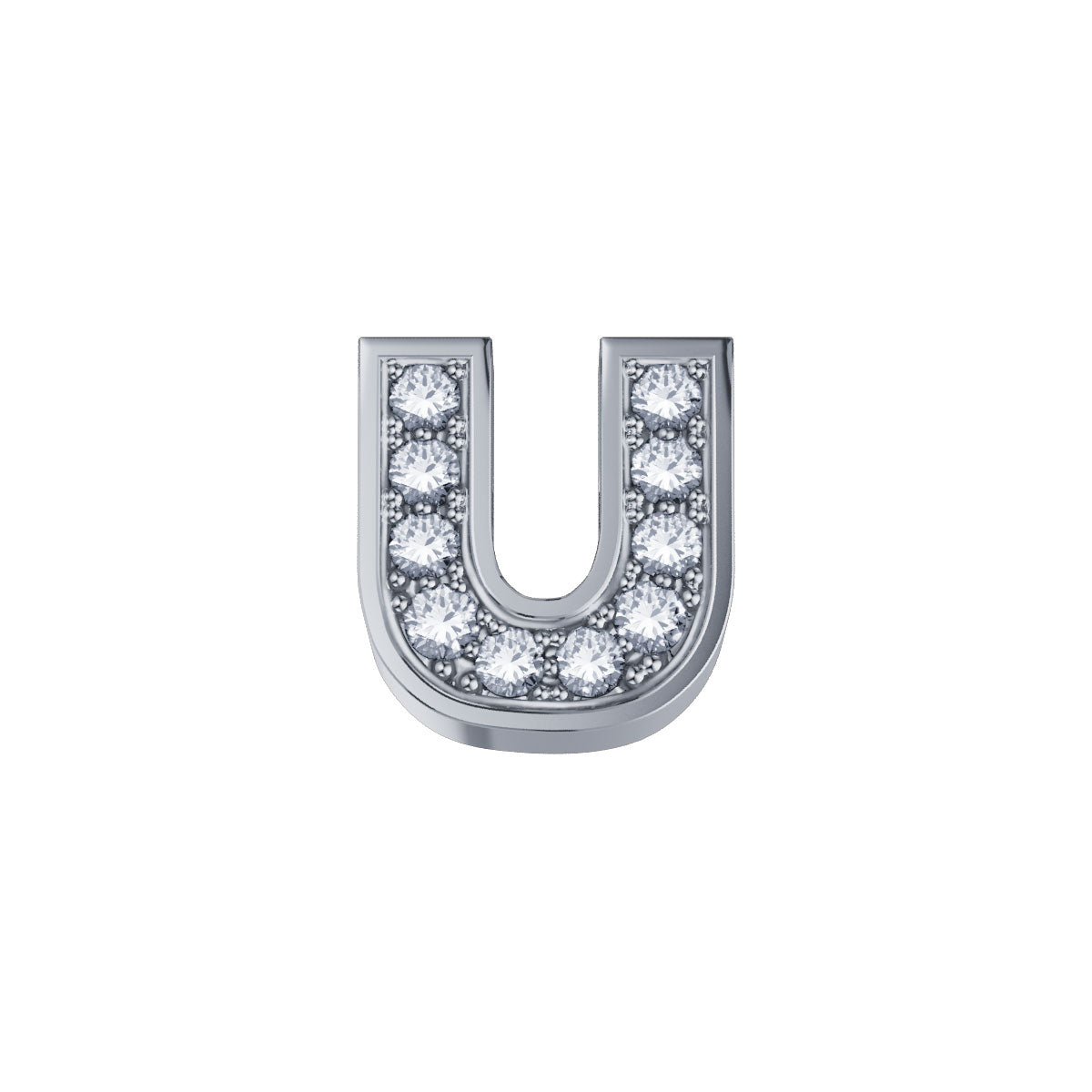 Charm unisex lettera U in oro bianco e diamanti Elements dchf3319u.002