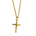 Herren-Seilhalskette mit flachem Kreuz aus 18 Karat Gelbgold